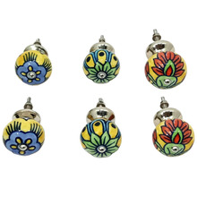 6 Piece Multi-Colour Ceramic Knob Set