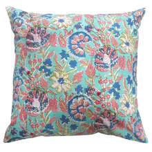 Multi-Coloured Flowers Cotton Cushion