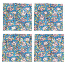 Blue Flowers Cotton Table Napkins (Set of 4)