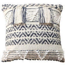 Cream & Navy Chevron Cotton Cushion
