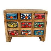 9 Drawer Mango Wood Trinket Box