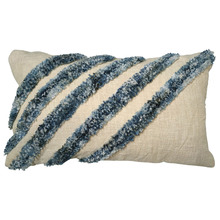 Blue Tufted Stripes Cotton Cushion