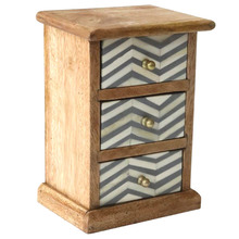 3 Drawer Mango Wood Trinket Box
