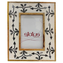 Grey & White Mango Wood & Bone Inlay Photo Frame