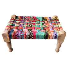 Danielle Mango Wood & Cotton Ottoman Bench