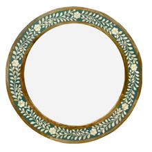 Poppie Round Mango Wood with Bone Inlay Mirror