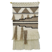 Ivory & Brown Hand-Woven Wool Wall Hanging