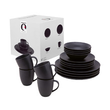 16 Piece Matte Black Porcelain Dinnerware Set