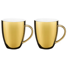 Gold 250ml Porcelain Mugs (Set of 2)
