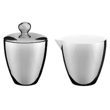 2 Piece Silver Porcelain Milk Jug & Sugar Bowl Set