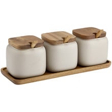 4 Piece Essentials Canisters with Spoons Counter Set