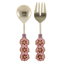 2 Piece Capri Flower Salad Server Set