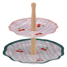 Capri Cherry Scalloped 2 Tier Cake Stand