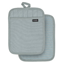 Ice Blue Lennox Cotton-Blend Pot Holders (Set of 2)