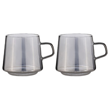 Charcoal Oaklyn 450ml Glass Mugs (Set of 2)