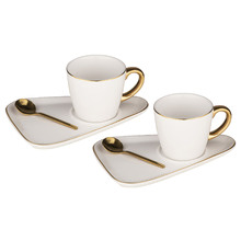 White Asteria 80ml Espresso Cups & Saucers with Spoons (Set of 2)