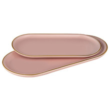 2 Piece Pink Asteria New Bone China Tray Set