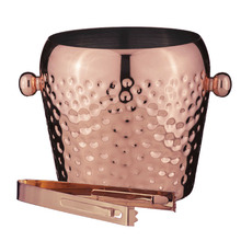 2 Piece Copper Spencer Hammered Ice Bucket & Tongs Set
