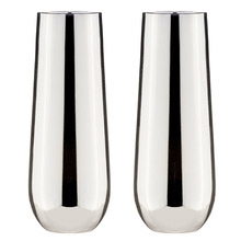 Silver Aurora Stemless Champagne Glasses (Set of 2)