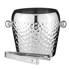 2 Piece Silver Spencer Hammered Ice Bucket & Tongs Set