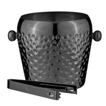 2 Piece Black Spencer Hammered Ice Bucket & Tongs Set