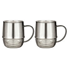 Charcoal Costa 365ml Glass Mugs (Set of 2)