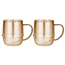 Gold Costa 365ml Glass Mugs (Set of 2)