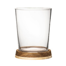 Harvey Glass & Acacia Wood Ice Bucket