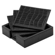 7 Piece Giovanni Faux Leather Coasters & Holder Set (Set of 6)
