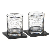4 Piece Atlas Crystal Whisky Glass & Coaster Set