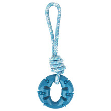 Blue Dental Ring with Tug Rope Dog Toy