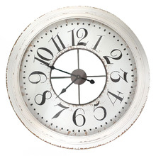 80cm Large White Distressed Wall Clock