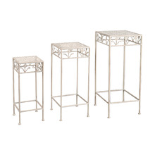 3 Piece Ornate Floral Planter Stand Set