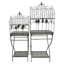 2 Piece Bird Cage Iron Plant Stand Set