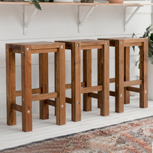 74cm Ollie Eucalyptus Wood Outdoor Barstools (Set of 3)