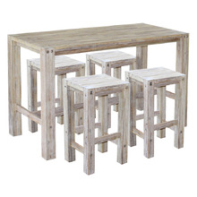 4 Seater Lumi Acacia Wood Outdoor Bar Table and Stool Set