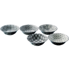 5 Piece Komon Japanese Porcelain 16.5cm Rice Bowl Set
