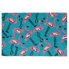 Turquoise Flamingos Coir Doormat