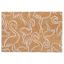 White Flamingos Coir Doormat
