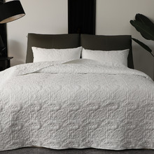 White Luxury Embossed Quilted Coverlet Set