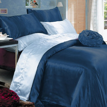 Navy Luxury Soft Silky Satin Quilt Cover Set