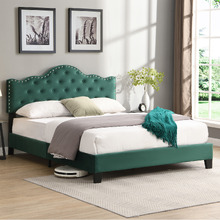 Green Holt Button-Tufted Velvet Bed Frame
