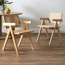 Korina Rattan Carver Dining Chair (Set of 2)