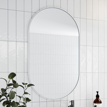 Ava 560mm Pill Mirrored Shaving Cabinet with Glass Shelf