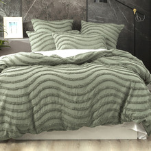 Sage Wave Vintage Washed Tufted Cotton Chenille Quilt Cover Set