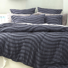 Blue Wave Vintage Washed Tufted Cotton Chenille Quilt Cover Set