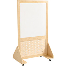 Jooyes Mobile Magnetic Whiteboard with Pegboard