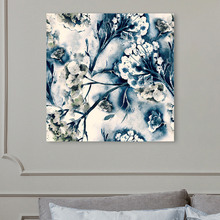 Blue Blooms Stretched Canvas Wall Art