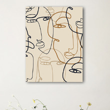 Faces Line Art Stretched Canvas Wall Art