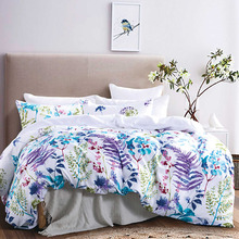Purple Aqua Marina Leaf Quilt Cover Set